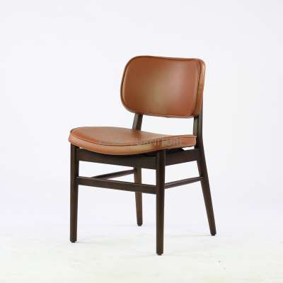 Solid wood and PU leather Cafe Restaurant chair