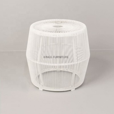 Outdoor string woven barrel shape side table